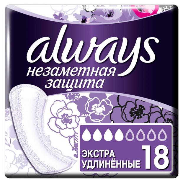 

Прокладки ежедневные Always Экстра удлиненные незаметная защита, 18 шт.