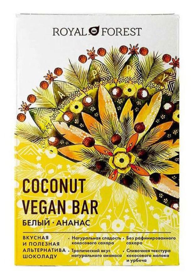 Шоколад Royal Forest Coconut Vegan Bar Белый Ананас, 50 г