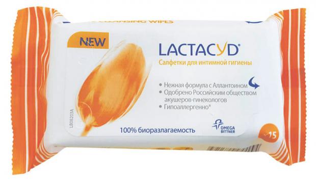 Влажные салфетки для интимной гигиены Lactacyd с аллатоином, 15 шт