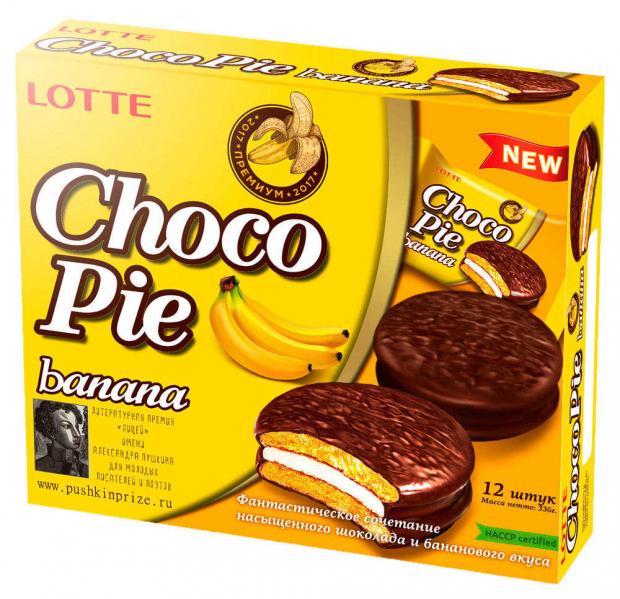 

Печенье прослоенное LOTTE Choco Pie глазированное со вкусом банана, 336 г