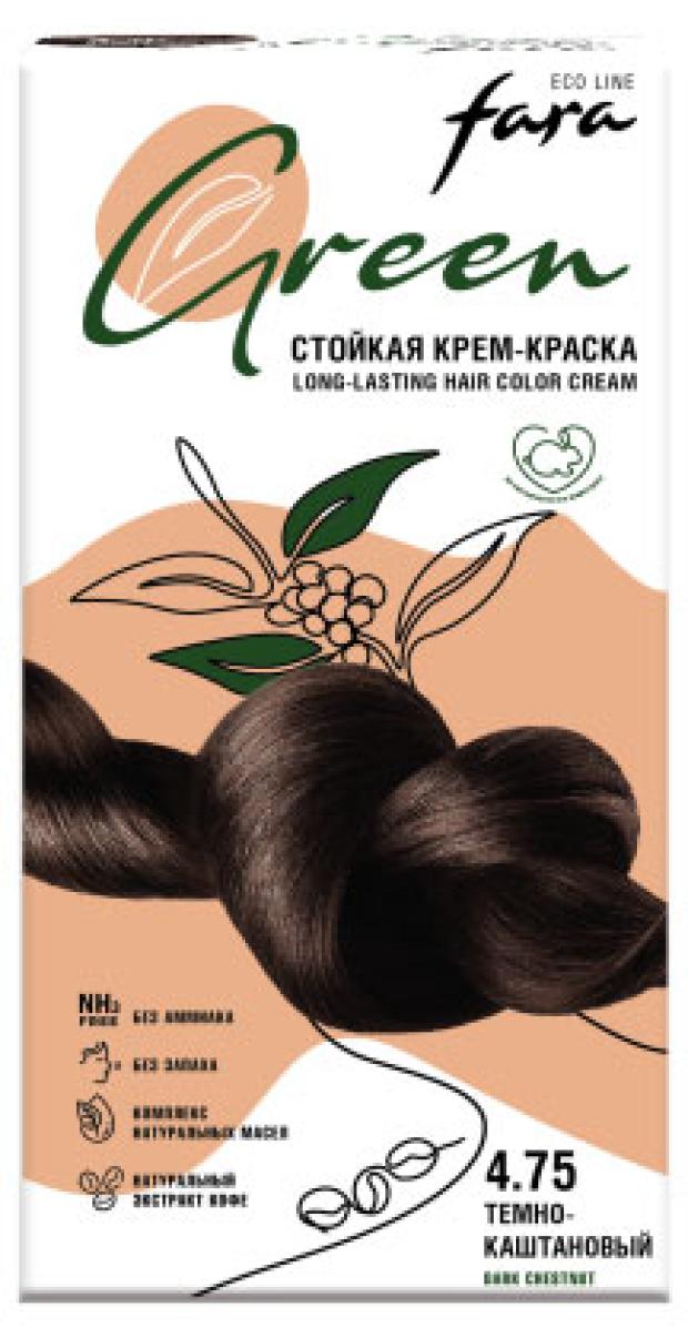 Крем-краска стойкая для волос Fara Eco Line Green 4.75 темно-каштановый крем краска стойкая для волос fara eco line green 1 0 черный