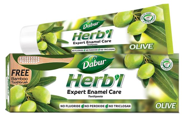Зубная паста Dabur Herbl для защиты зубной эмали с оливой + зубная щетка, 150 г