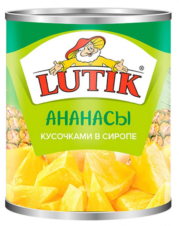 Ананасы консервированные LUTIK кусочками в сиропе, 850 мл