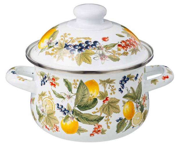 Кастрюля Agness Fruit Basket эмалированная с крышкой, 1,5 л