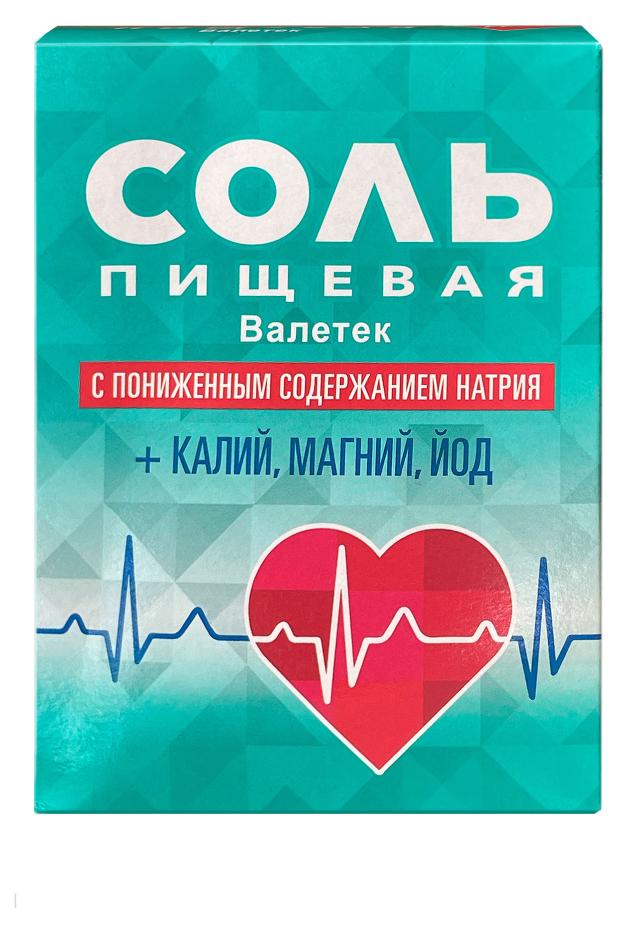 Соль пищевая Валетек с пониженным содержанием натрия калий магний йод 350 г 74₽