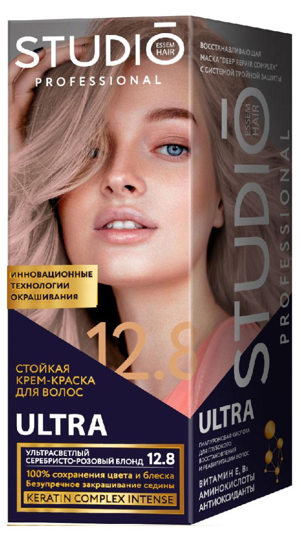 

Крем-краска стойкая для волос Studio Professional 12.8 Ультрасветлый серебристо-розовый блонд, 50/50/15 мл