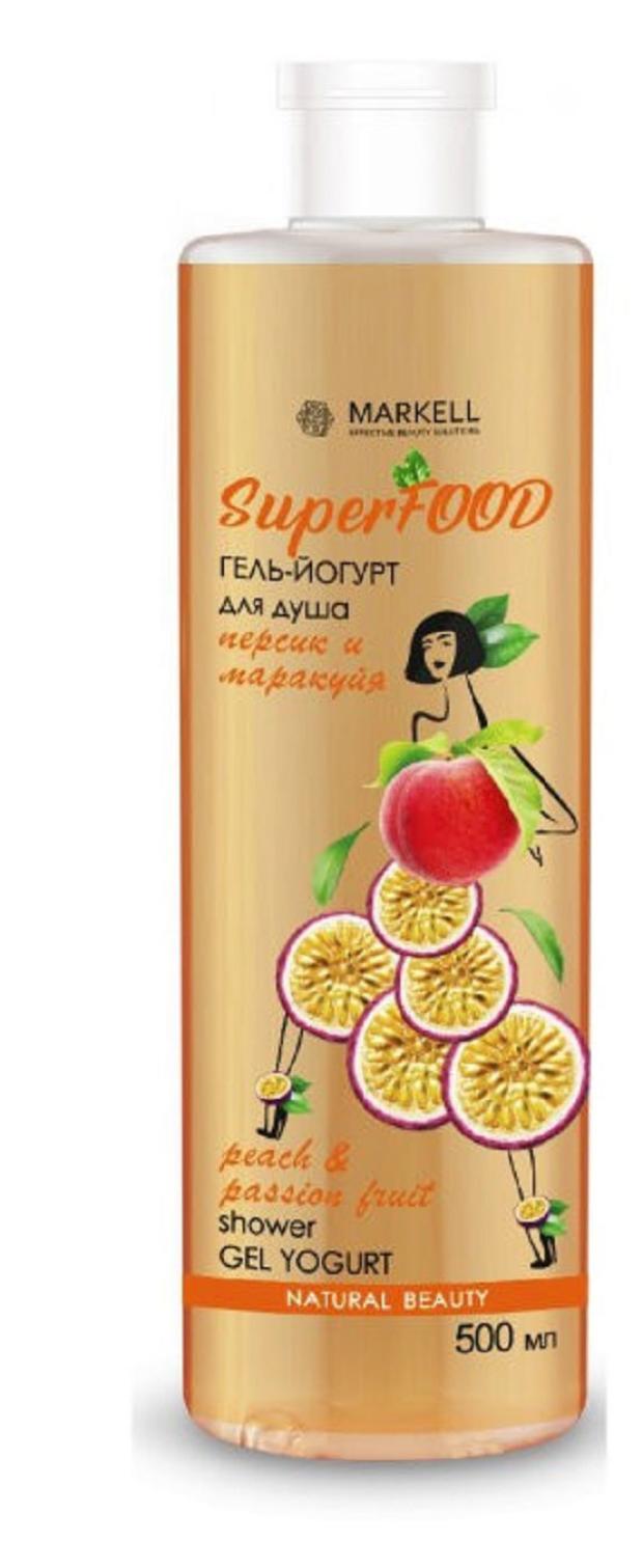 Гель-йогурт для душа Markell SuperFood персик и маракуйя, 500 мл