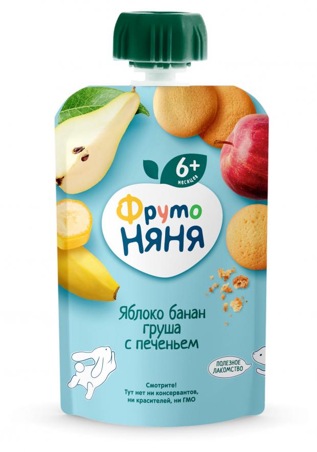 

Пюре «ФрутоНяня» из яблок бананов и груш с печеньем с 6 мес., 90 г