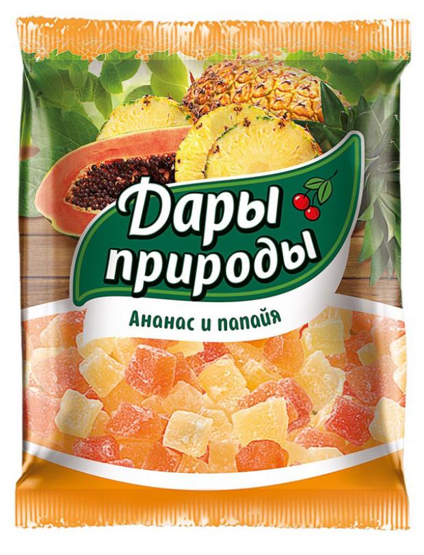Цукаты Дары Природы Ананас и папайя сушеные, 150 г