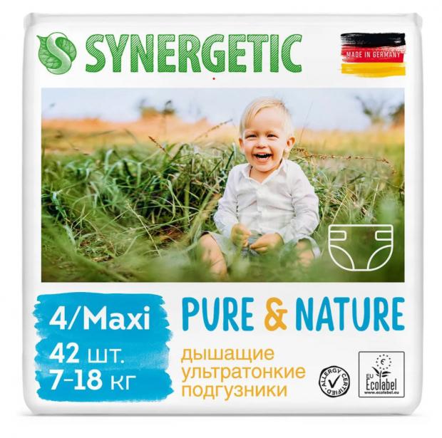 фото Подгузники дышащие ультратонкие synergetic pure&amp;nature 4 maxi (7-18 кг), 42 шт