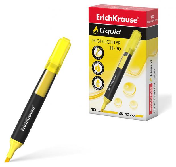 

Текстмаркер с жидкими чернилами ErichKrause Liquid H-30, желтый