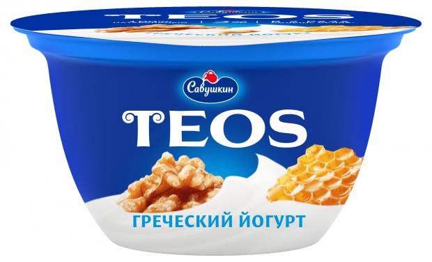 Йогурт Савушкин Греческий Teos грецкий орех и мед 2% БЗМЖ, 140 г