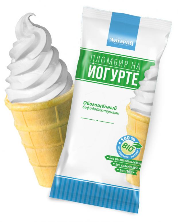 Мороженое пломбир Ангария На йогурте ванильный в вафельном стаканчике 15% БЗМЖ, 80 г