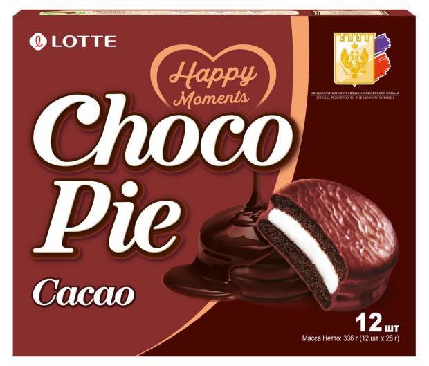 Печенье Lotte ChocoPie Cacao, 336 г шоколад горький lotte dream cacao 72% в кубиках 90 г