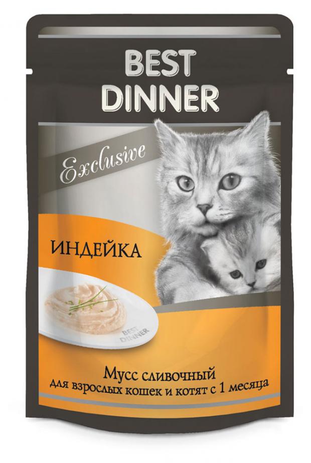 

Корм для котят Best Dinner Exclusive Мусс сливочный индейка с 1 месяца, 85 г