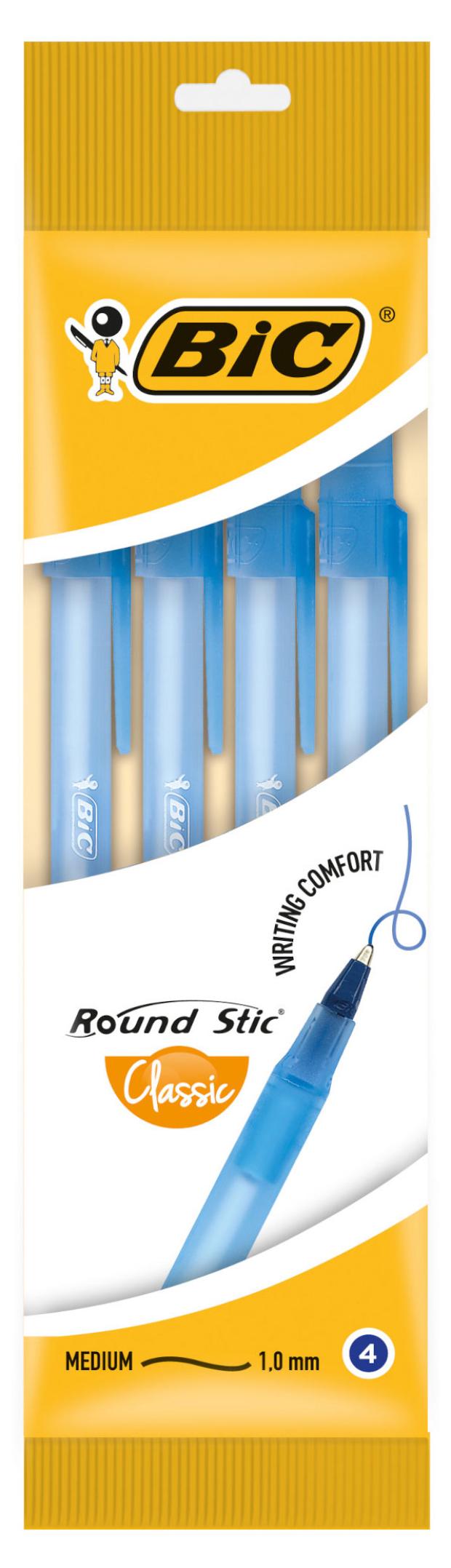 Ручка шариковая BIC Round Stic Classic синяя, 4 шт