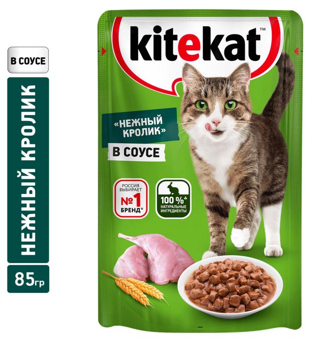 

Влажный корм для кошек Kitekat кролик в соусе, 85 г