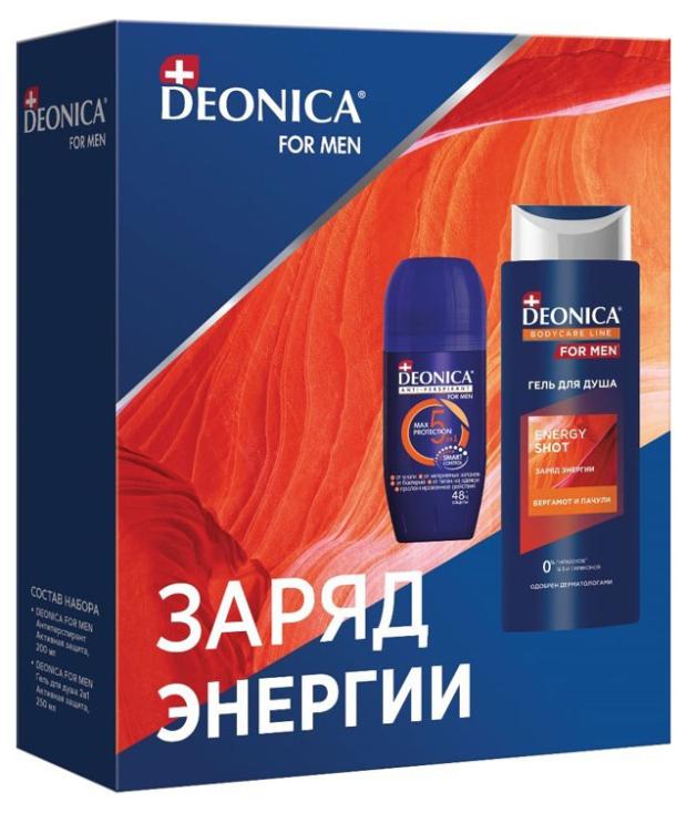 дезодорант ролик deonica антиперспирант 5protection for men ролик Подарочный набор Deonica For Men Energy shot гель для душа + антиперспирант, 311 г