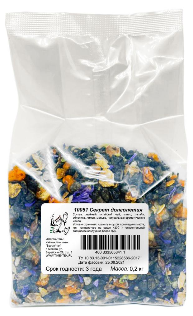 Чай зеленый Time4Tea аромотизированный Секрет Долголетия, 200 г