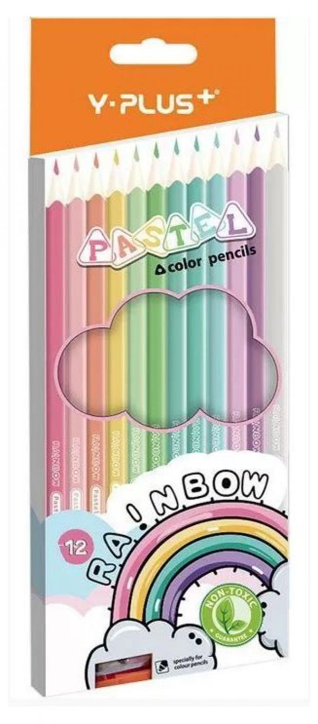 Карандаши цветные Y-Plus Rainbow Pastel, 12 цветов