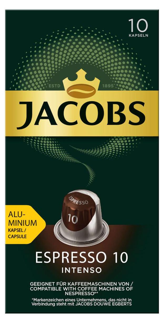 Кофе в капсулах Jacobs Espresso 10 Intenso жареный молотый, 10 капсул