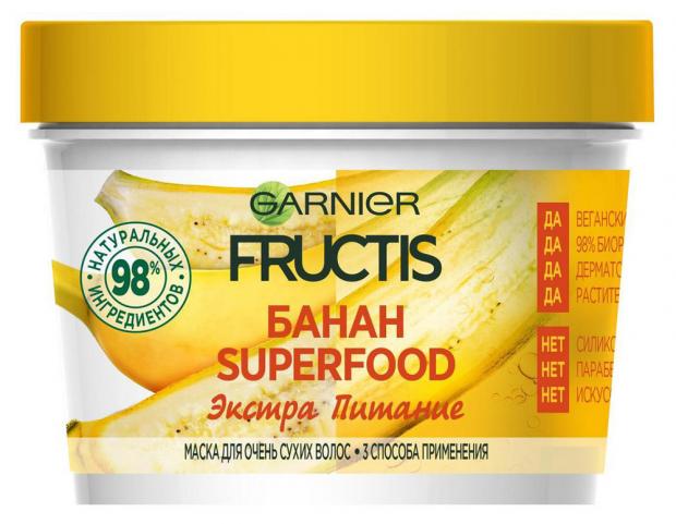 Маска для волос Garnier Fructis Superfood Банан, 390 мл