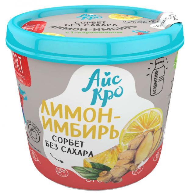 Мороженое сорбет АйсКро лимон имбирь БЗМЖ, без сахара, 75 г