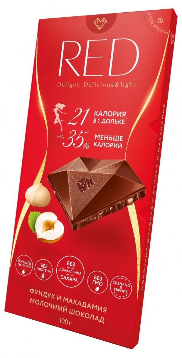 

Шоколад RED молочный фундук и макадамия без сахара меньше калорий, 100 г