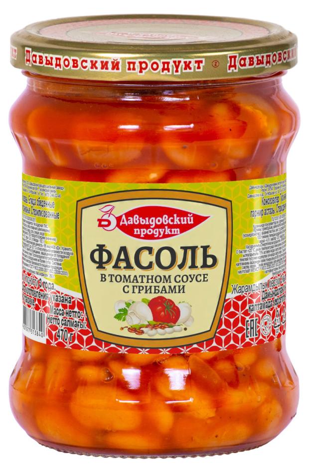 Фасоль Давыдовский продукт с грибами в томатном соусе, 470 г