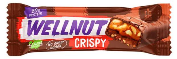 Батончик Fitkit без сахара протеиновый Wellnut Crispy, 45 г