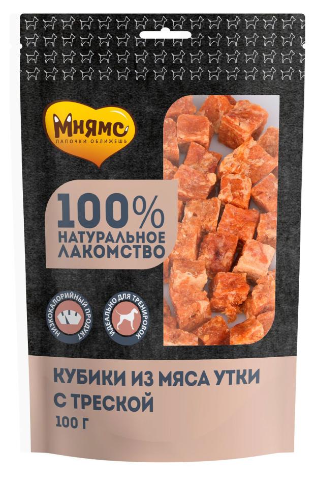 Лакомства для собак Мнямс Кубики из мяса утки c треской, 100 г