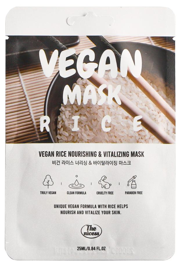 

Маска для лица The nicess Vegan питание с рисовыми фруктами тканевая, 25 мл