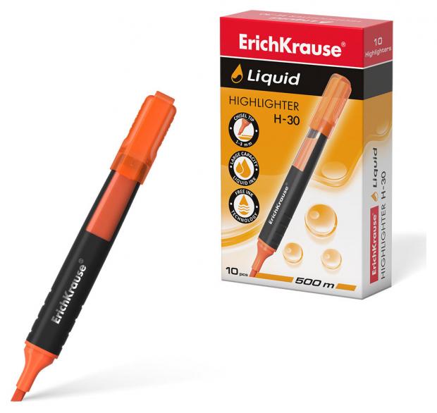 

Текстмаркер с жидкими чернилами ErichKrause Liquid H-30, оранжевый