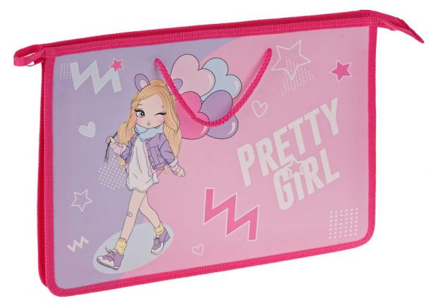 Папка на молнии ArtSpace Pretty Girl А4 пластиковая