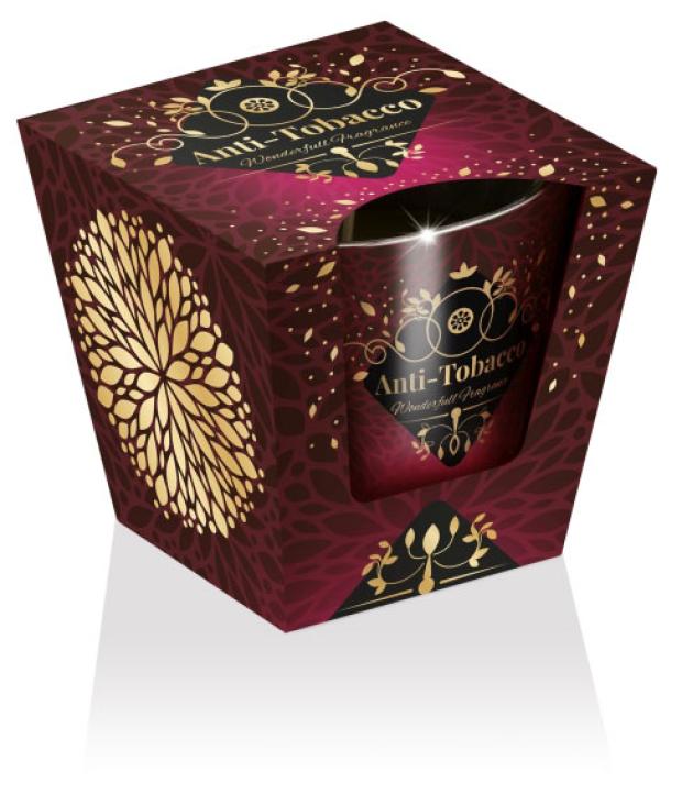 Свеча ароматизированная в стакане Bartek candles Анти-табак Чудесный аромат, 9х8,5 см