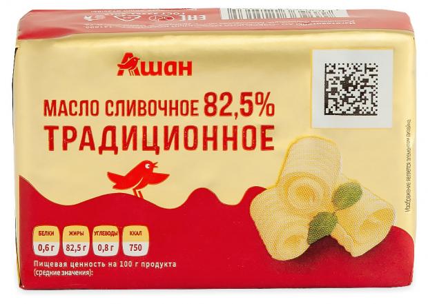 

Масло сливочное АШАН Традиционное 82,5%, 100 г