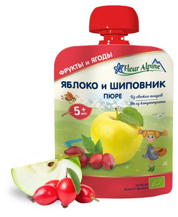 

Пюре детское Fleur Alpine ялоко и шиповник, с 5 месяцев, 90 г