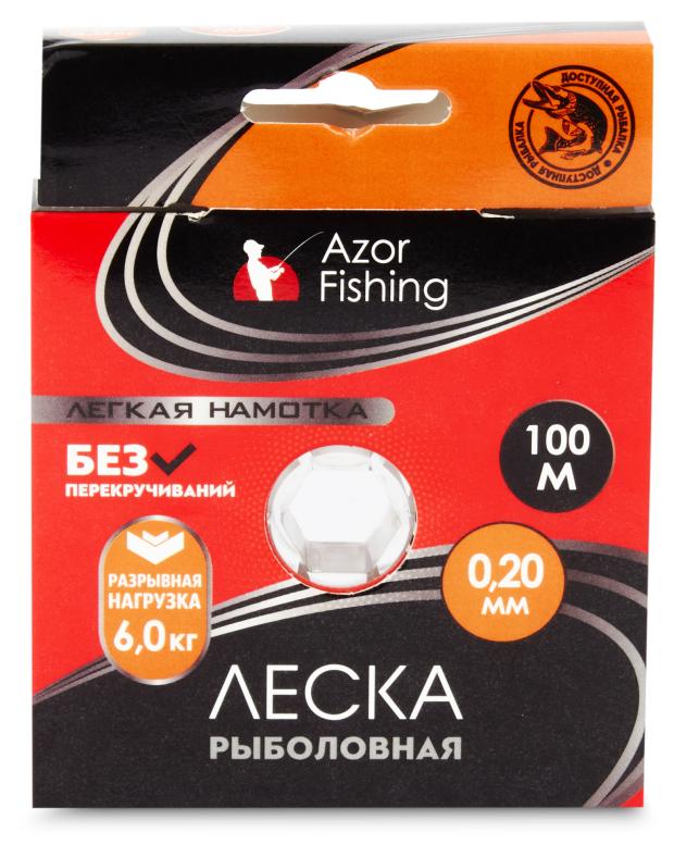 Леска Azor Fishing Легкая намотка 0,20 мм, 100 м жерлица рыболовная оснащенная 210мм кат 75мм груз 7г леска 10м 0 4мм пов 250мм azor fishing