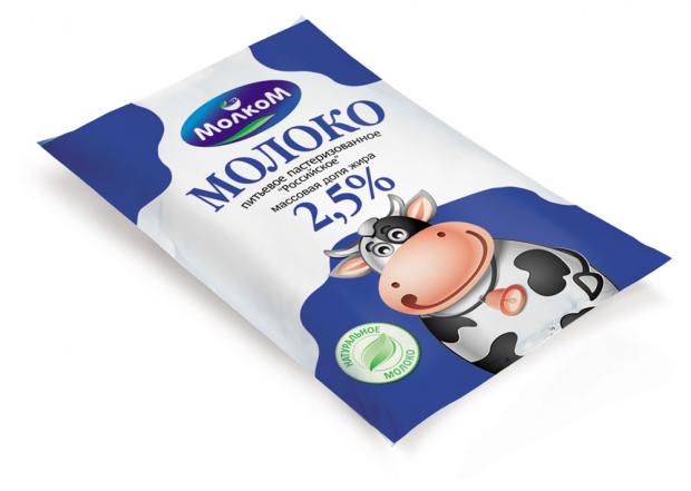 Молоко МОЛКОМ питьевое Российское 2,5% БЗМЖ, 1000 г