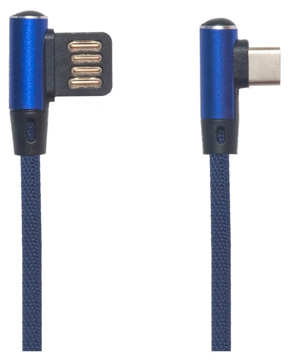 USB кабель "LP" Type-C оплетка Т-порт 1м. (синий)