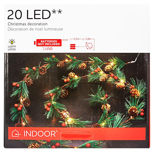 

Электрогирлянда Actuel Ягоды на батарейках 20 LED, 1,8 м