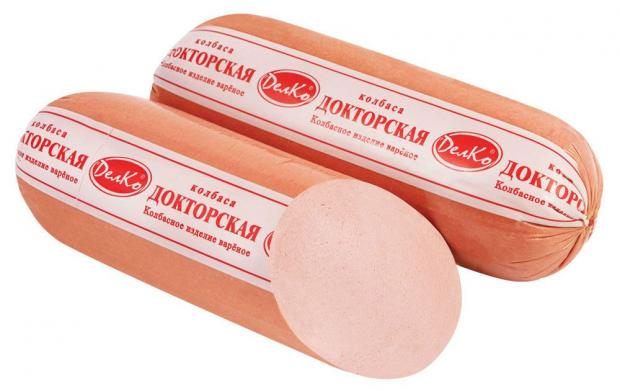 Колбаса варёная ДелКо Докторская (0,8-1,3 кг), 1 упаковка ~ 1,1 кг