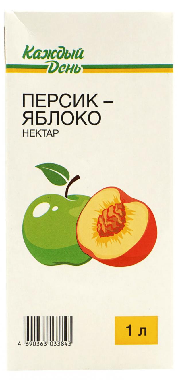 Нектар Каждый день Персик Яблоко, 1 л нектар фруктовый сад яблоко персик 0 95 л