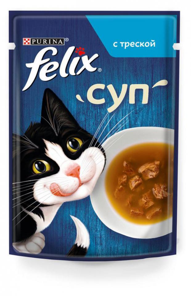 

Влажный корм для кошек Felix Суп треска, 48 г