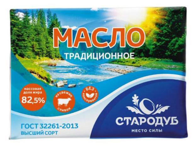 Масло сливочное Стародуб Традиционное 82,5% БЗМЖ, 180 г