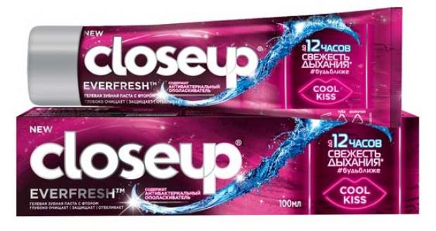 Зубная паста CloseUp Evefresh Cool Kiss с антибактериальным ополаскивателем, 100 мл closeup освежитель дыхания для полости рта cool kiss 8 мл 6уп