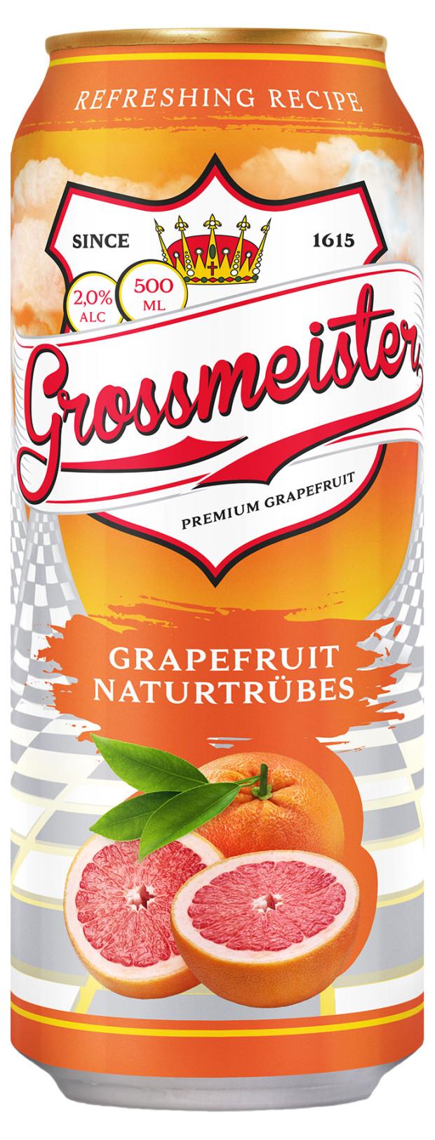 Пивной напиток Grossmeister Naturtrubes Grapefruit нефильтрованный 2%, 500 мл пивной напиток max