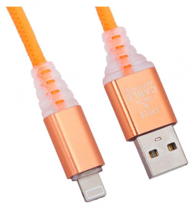 USB кабель Liberty Project для Apple 8 pin Змея LED TPE оранжевый