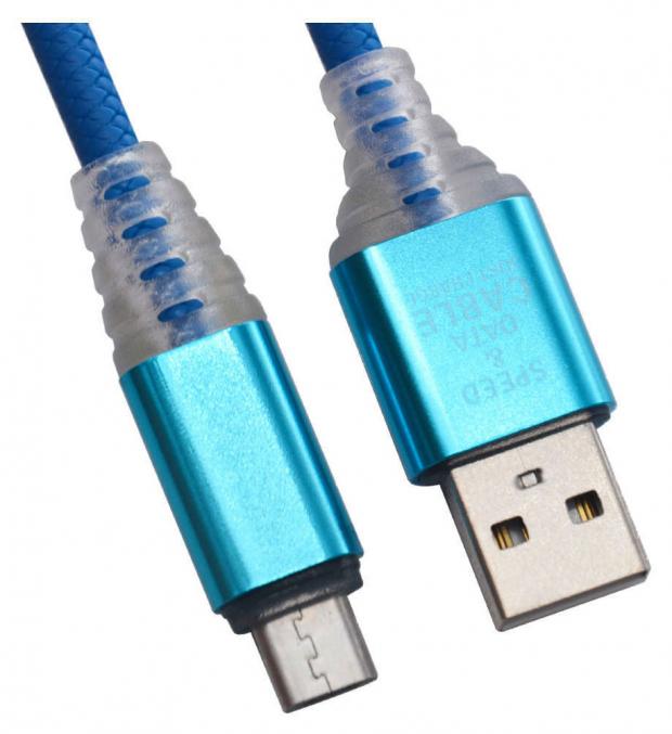 

USB кабель Liberty Project Micro USB Змея LED TPE синий