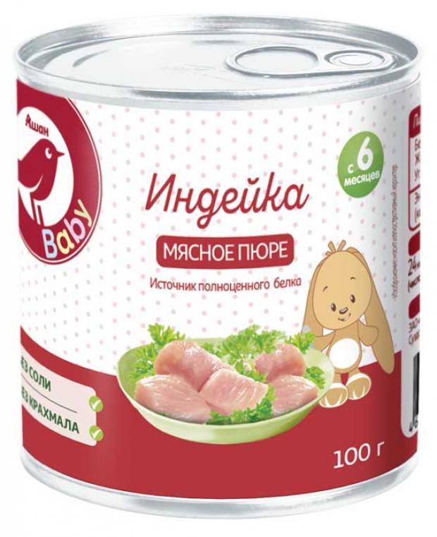 

Пюре АШАН Baby мясное индейка с 6 мес., 100 г